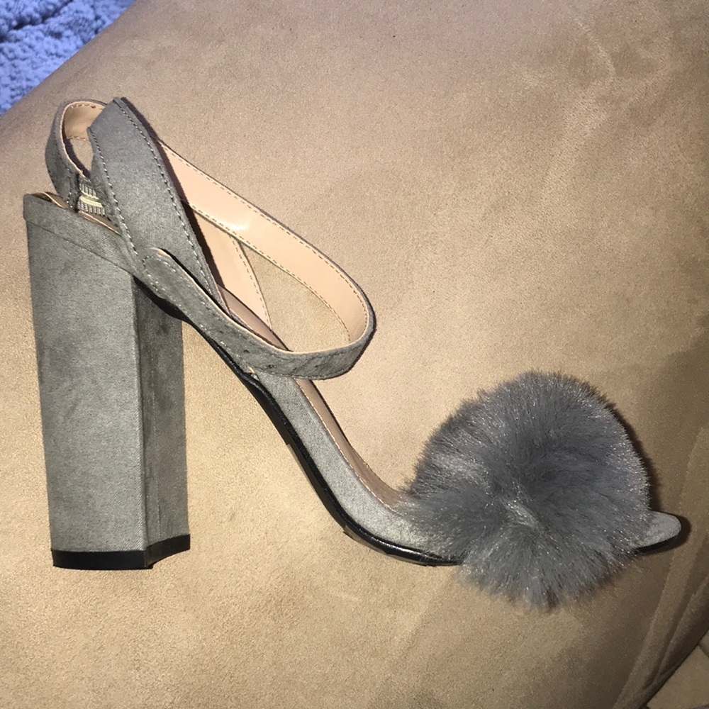 Fuzzy Grey High Heals - Picture 2 of 4